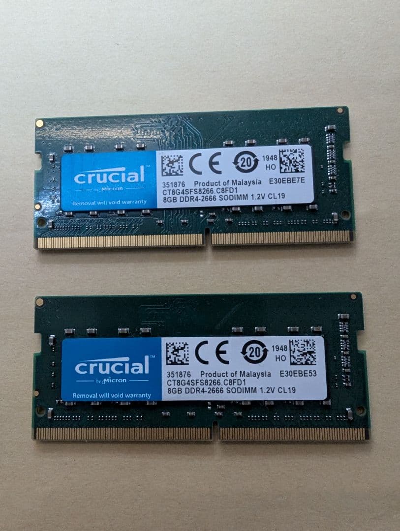 メモリー Crucial 16GB(8GBx2) DDR4-2666 SO-DIMM