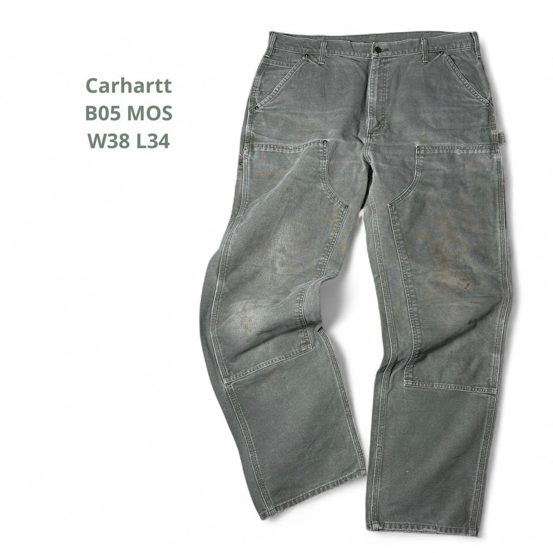 Carhartt ダブルニー B05 MOS モスグリーン W38 ワークパンツ