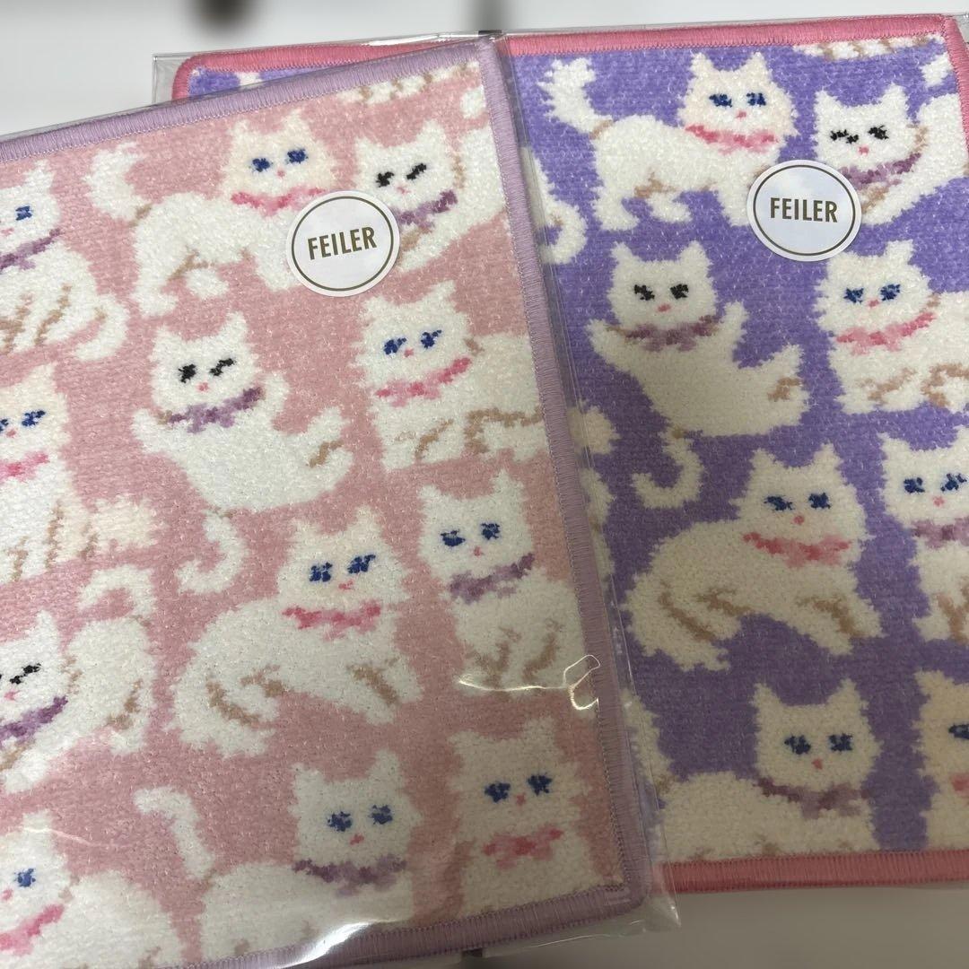 FEILER フェイラーハンカチ　モフモフネコチャン　未開封2枚　栞付き