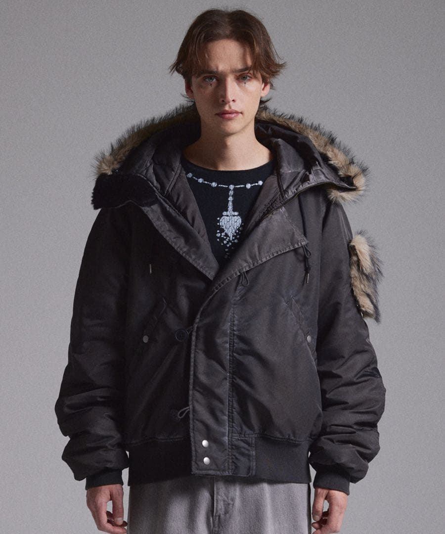 GRANCY】ファーポケットデザインフェードN2Bジャケット ブラック