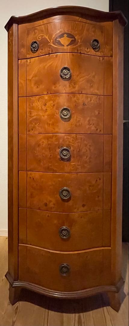 マ*キ様 ヴィンテージ　イタリア　7段　チェスト　マホガニー　象嵌　　ロココ　キ