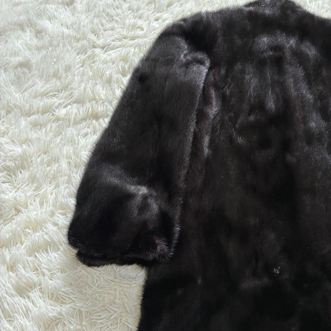 毛並◎ 総丈80 毛皮　コート　ミンク　黒　Lサイズ　ツヤ感あり　ゆったり