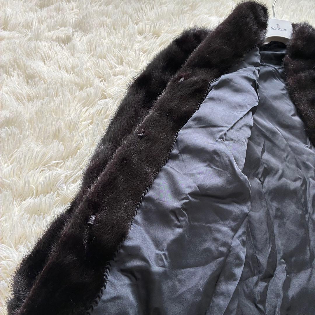 毛並◎ 総丈80 毛皮　コート　ミンク　黒　Lサイズ　ツヤ感あり　ゆったり