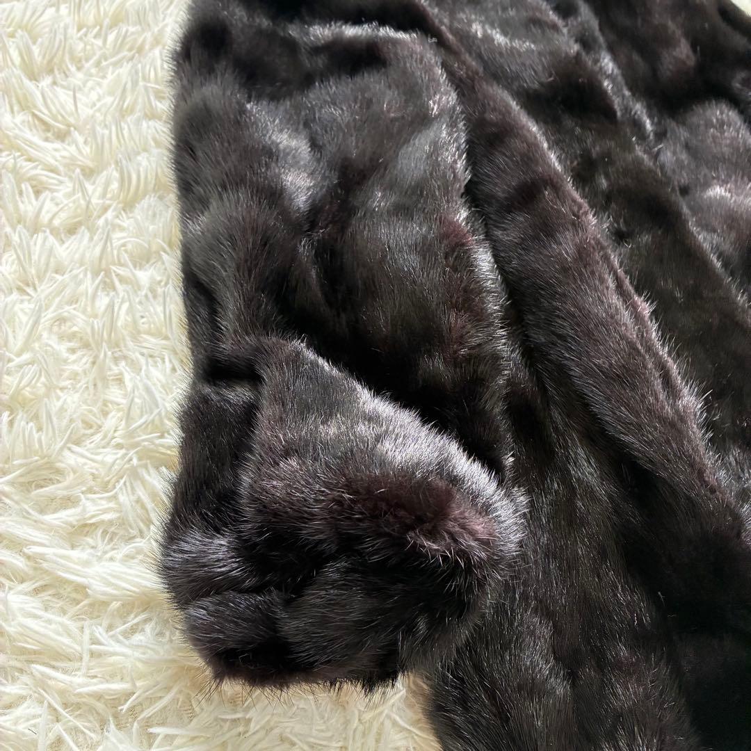 毛並◎ 総丈80 毛皮　コート　ミンク　黒　Lサイズ　ツヤ感あり　ゆったり