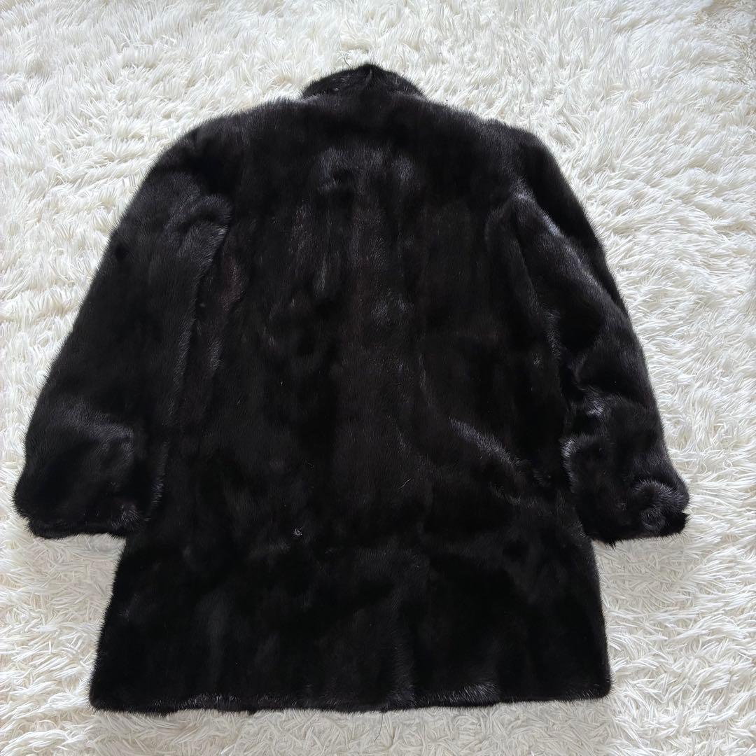 毛並◎ 総丈80 毛皮　コート　ミンク　黒　Lサイズ　ツヤ感あり　ゆったり