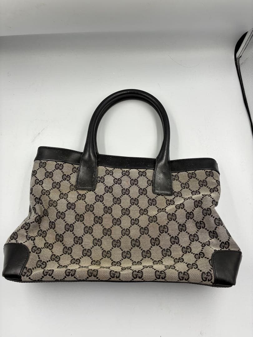 GGキャンバス×レザー　ハンドバッグA4収納可