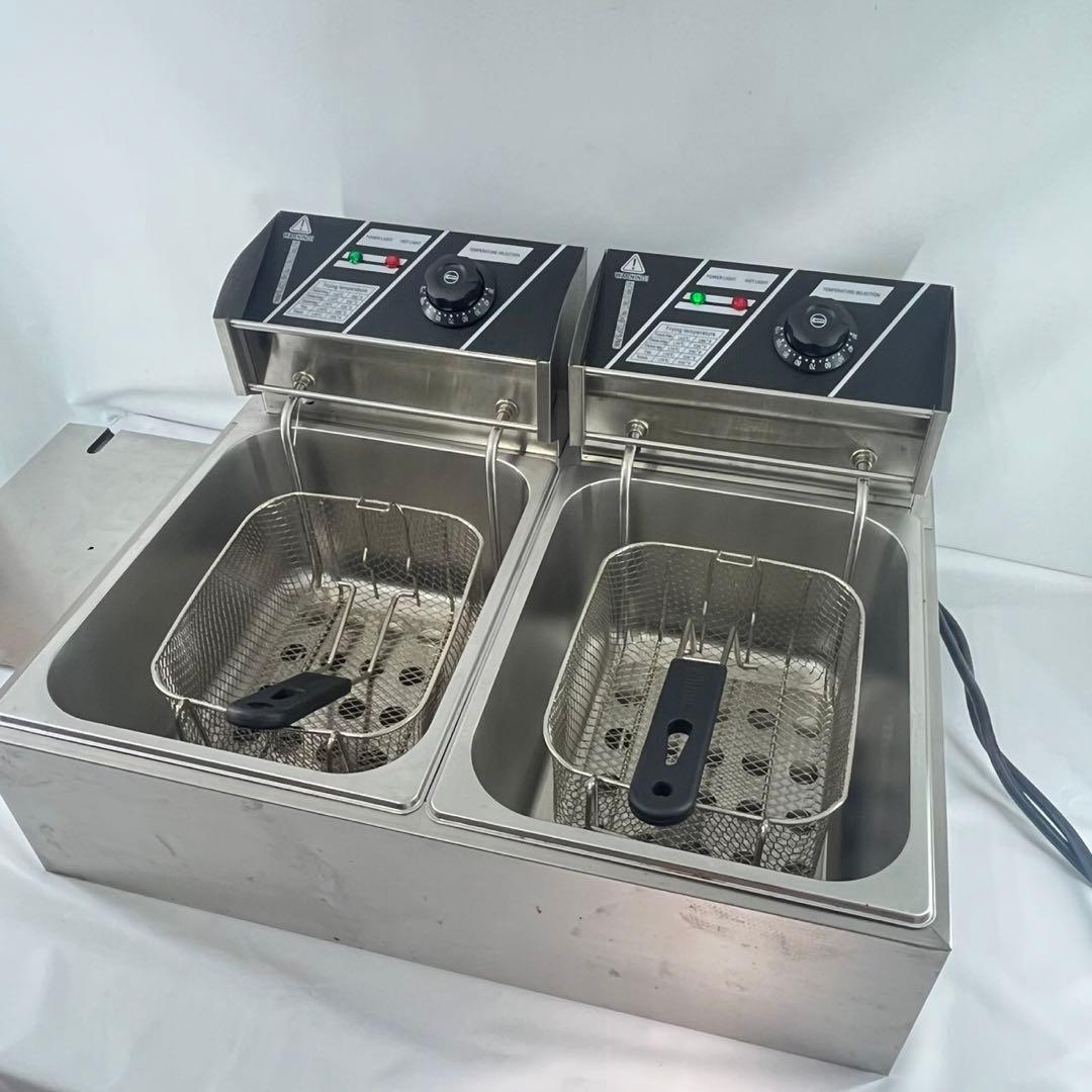 業務用２槽式卓上電気フライヤー 1槽（6L 100V） ×２ 店舗用品 厨房機器