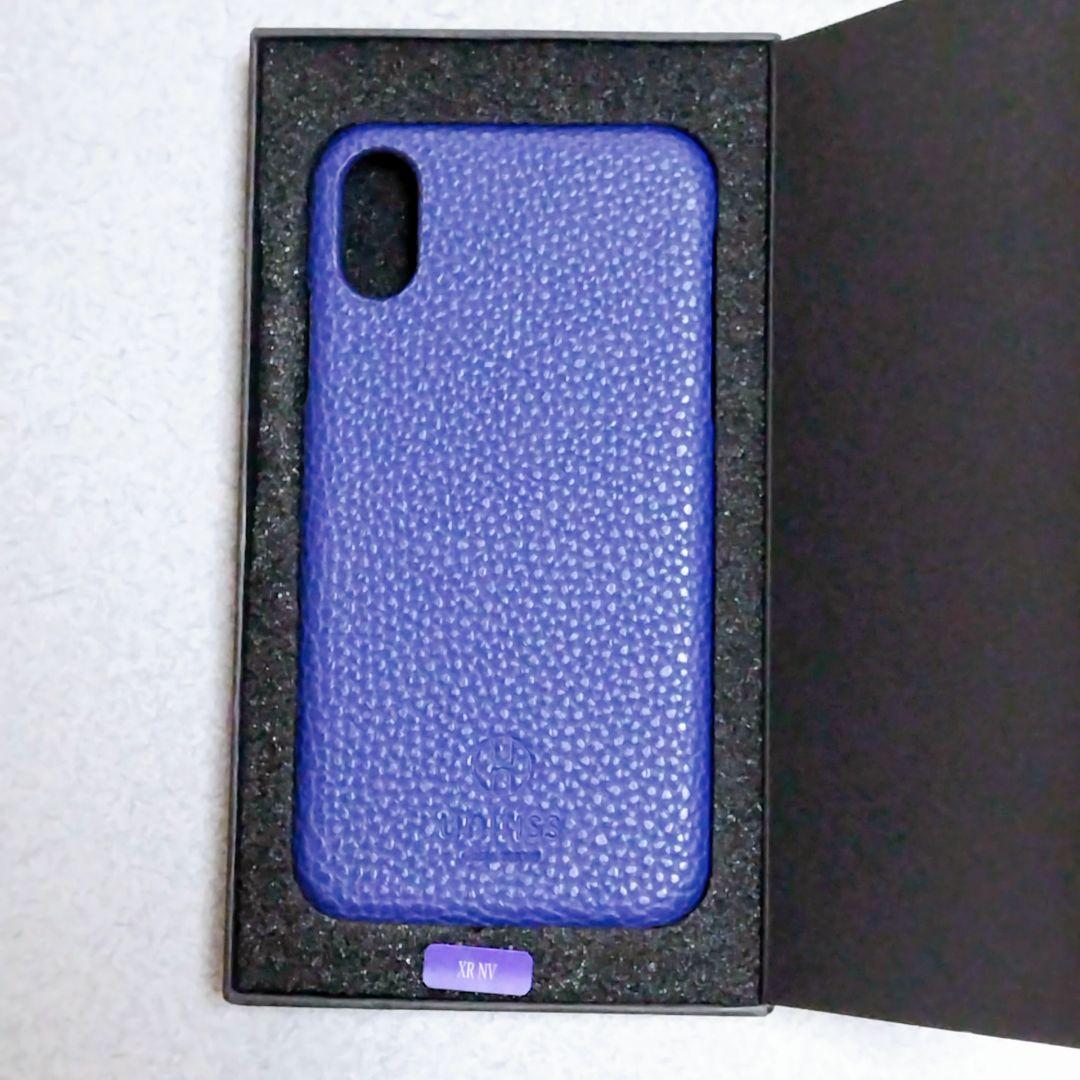 ⭐️iPhone XR ケース 対応 薄型 軽量 フェイクレザーネイビー