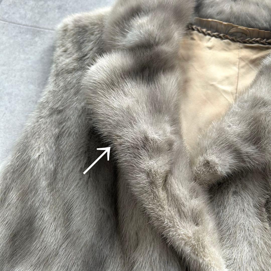 サファイアミンク ベスト リアルファー 毛皮 ジレ ロング グレージュ 13