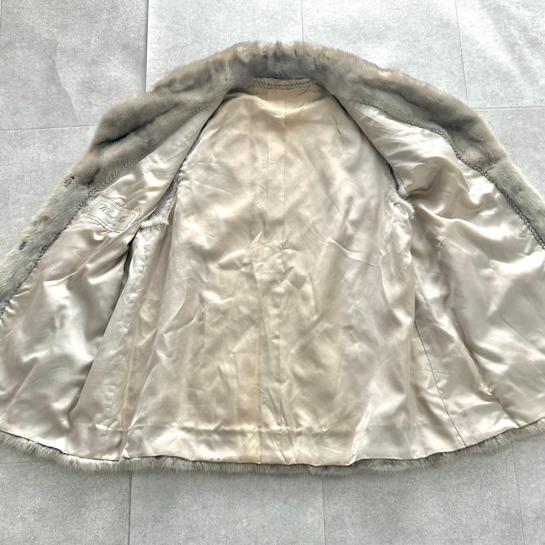 サファイアミンク ベスト リアルファー 毛皮 ジレ ロング グレージュ 13