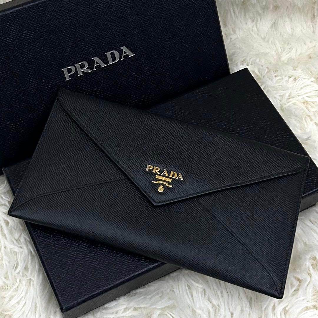 ［美品］PRADA プラダ サフィアーノレザー 長財布 ブラック