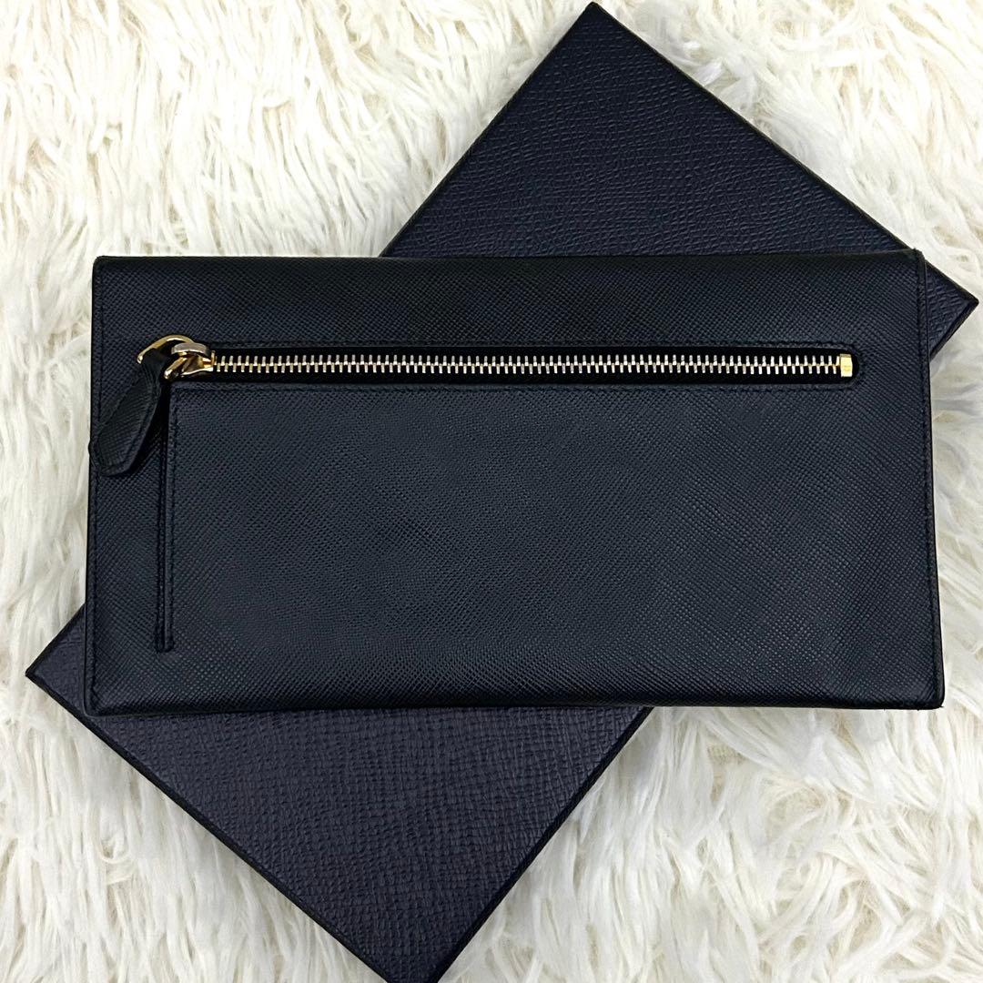 ［美品］PRADA プラダ サフィアーノレザー 長財布 ブラック