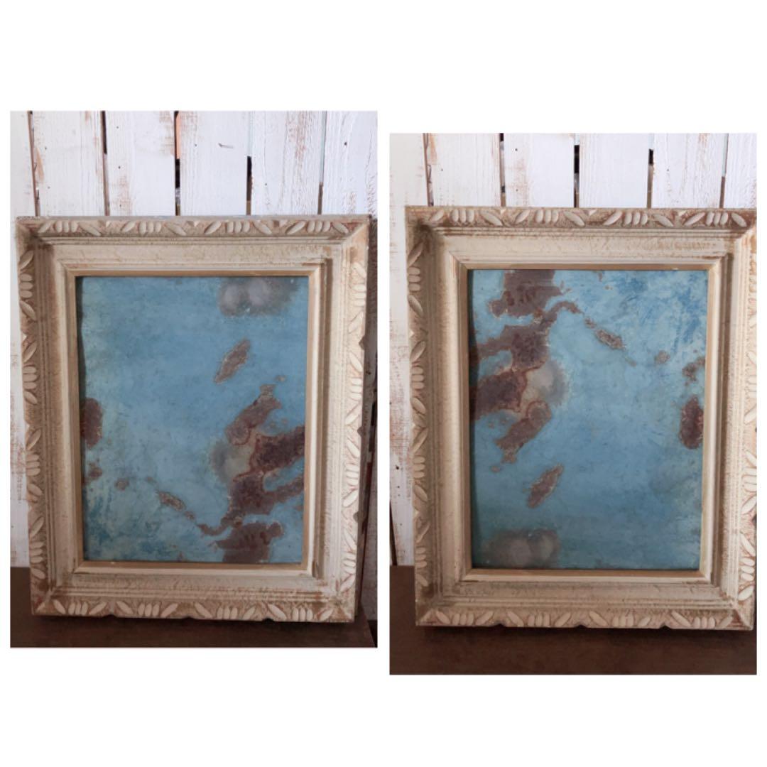 ヴィンテージ　ブリキ＋ウッド　サインボード　店舗什器　フレーム　壁掛け　看板