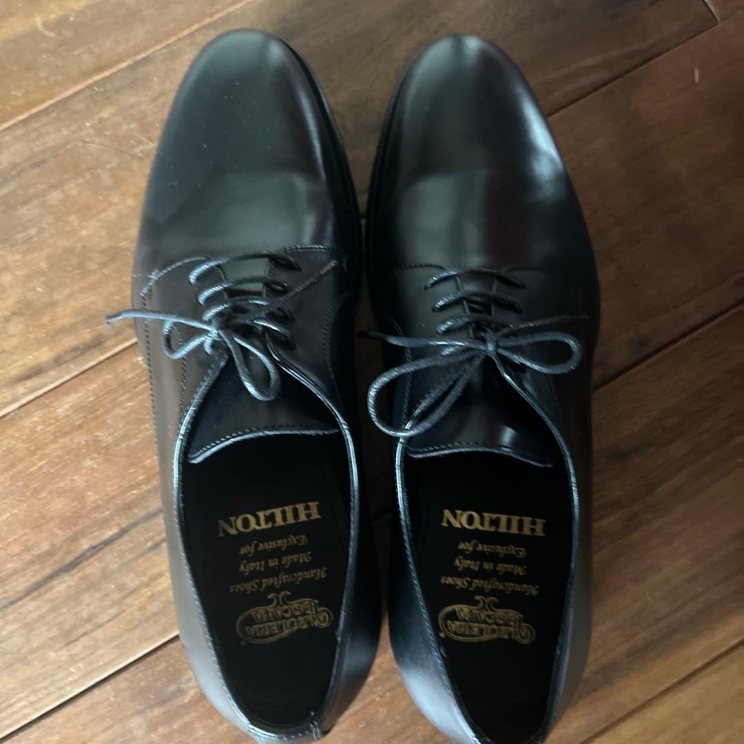 HILTON ブラック レザー ドレスシューズ