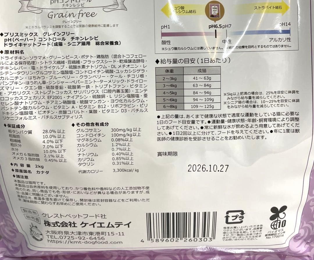 ブリスミックス キャット pHコントロール グレインフリーチキン 2kg 2個