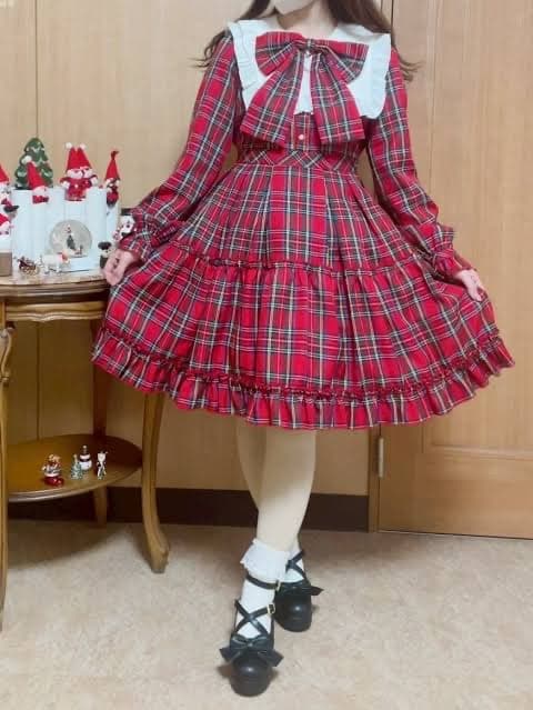 Amavel Dolly Holiday チェックワンピース（ミディ丈）