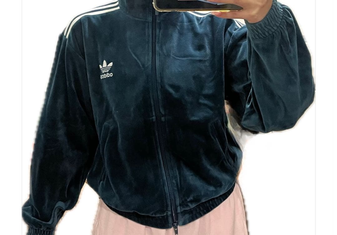 adidas originalsダークブルー ベロア トラックジャケットSサイズ