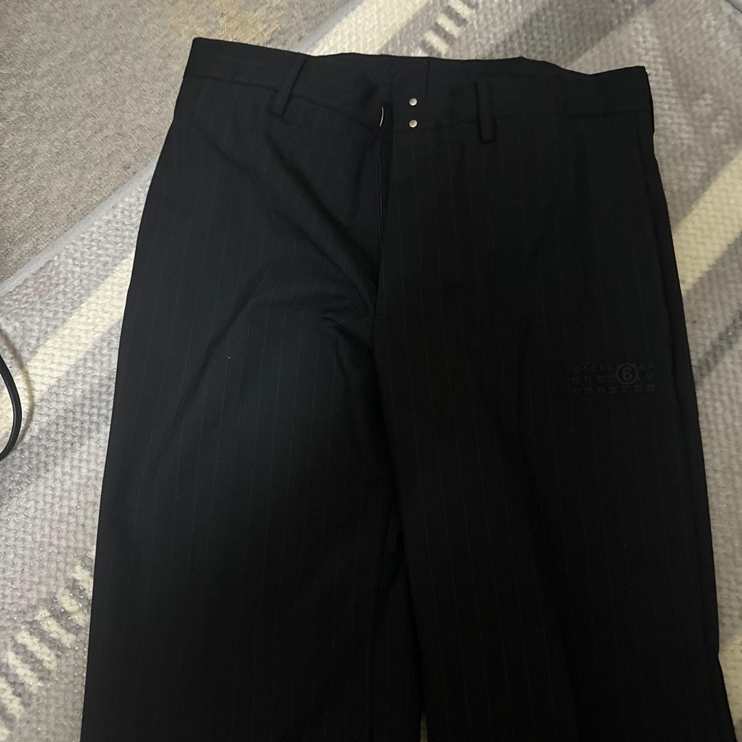 MM6メゾンマルジェラ黒 ストライプ ワイドパンツ