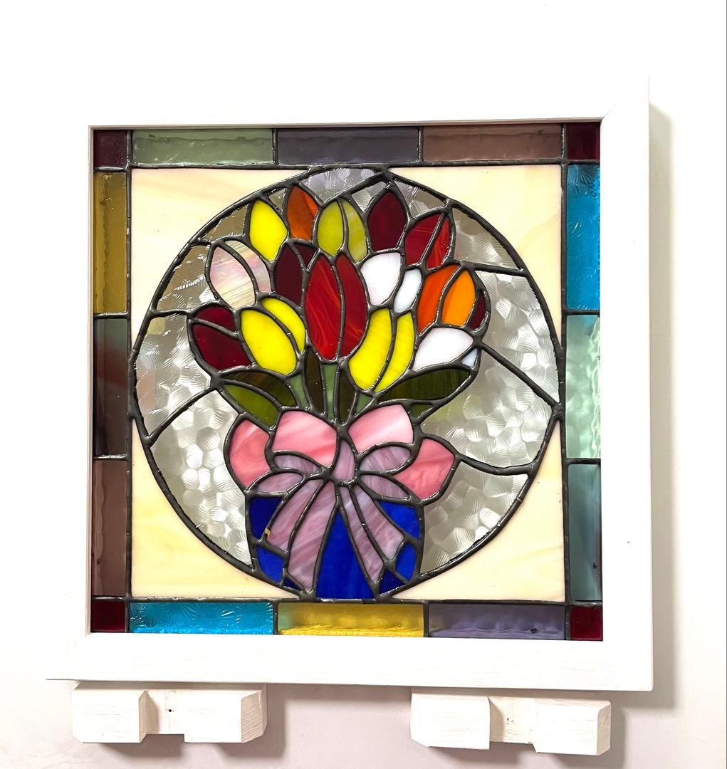 ステンドグラスパネル【チューリップの花束】