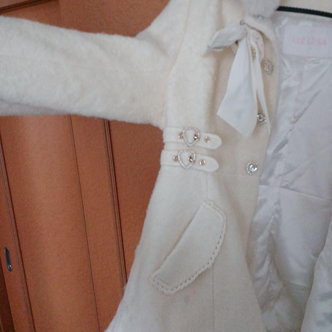 【2/25まで】LIZLISA ホワイトファーコート リボン付き