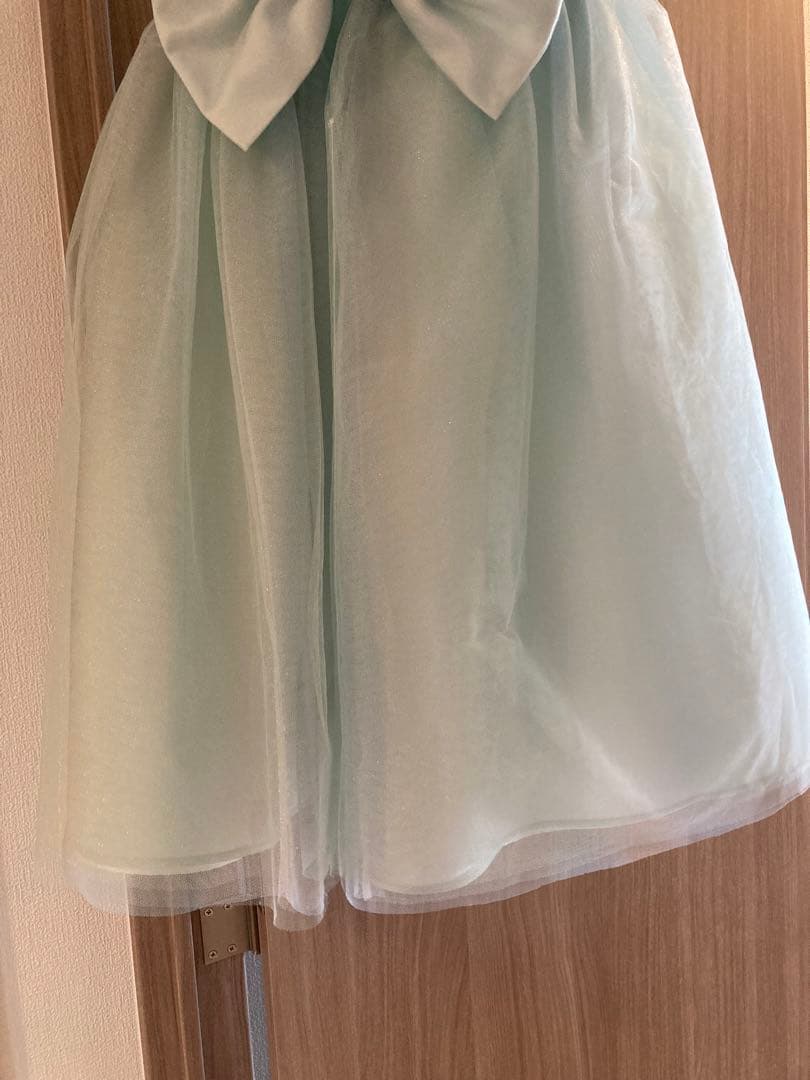 【DRESCCO】ミントブルーバイアスチェックスパンコールロングドレス