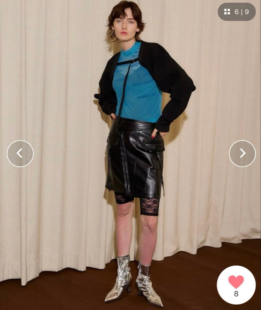 One end 　フロッキープリントシアータートルネックトップ