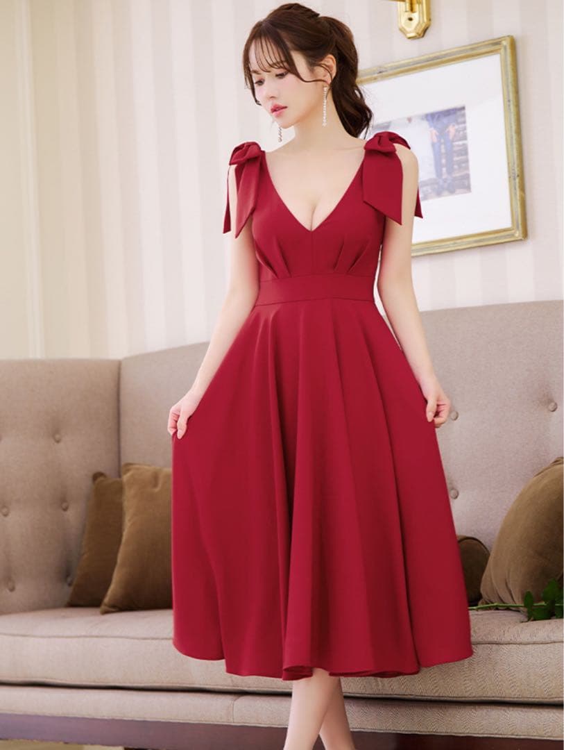 sugar ショルダーリボンノースリーブワンピース