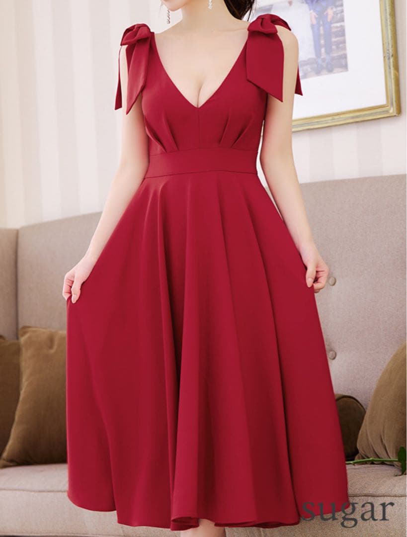 sugar ショルダーリボンノースリーブワンピース