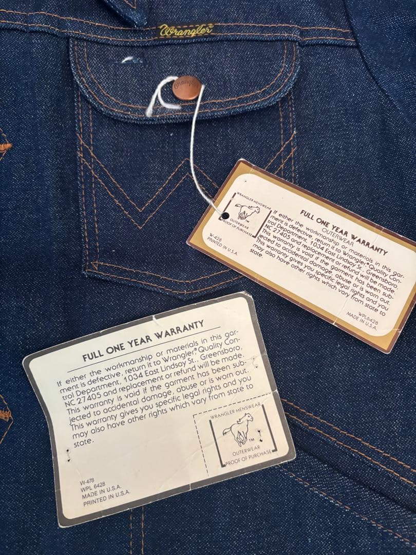 Wrangler 80's USA製デニムジャケット サイズ40 デッドストック