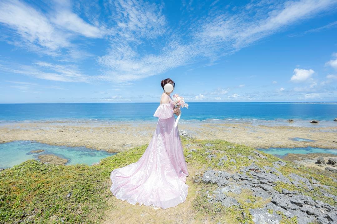 ピンク オフショルダー フリルドレス