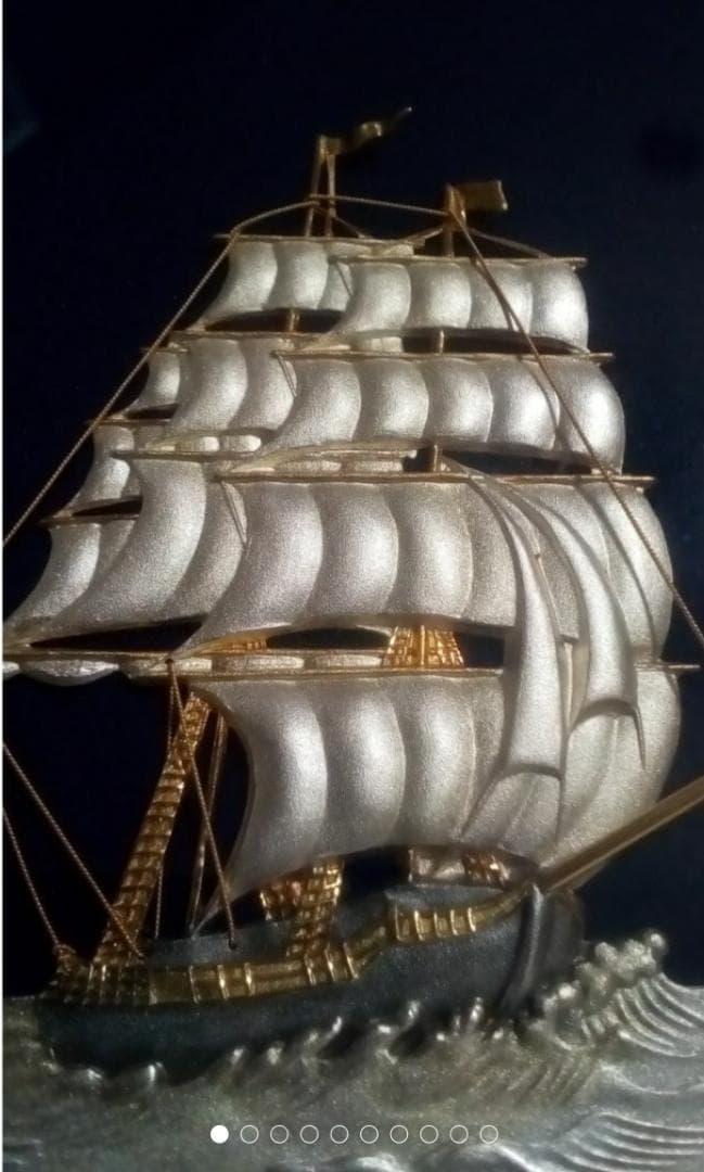 武比古純銀帆船5号レリーフ銀99.9刻印あり箱無し銀13.9g30×32