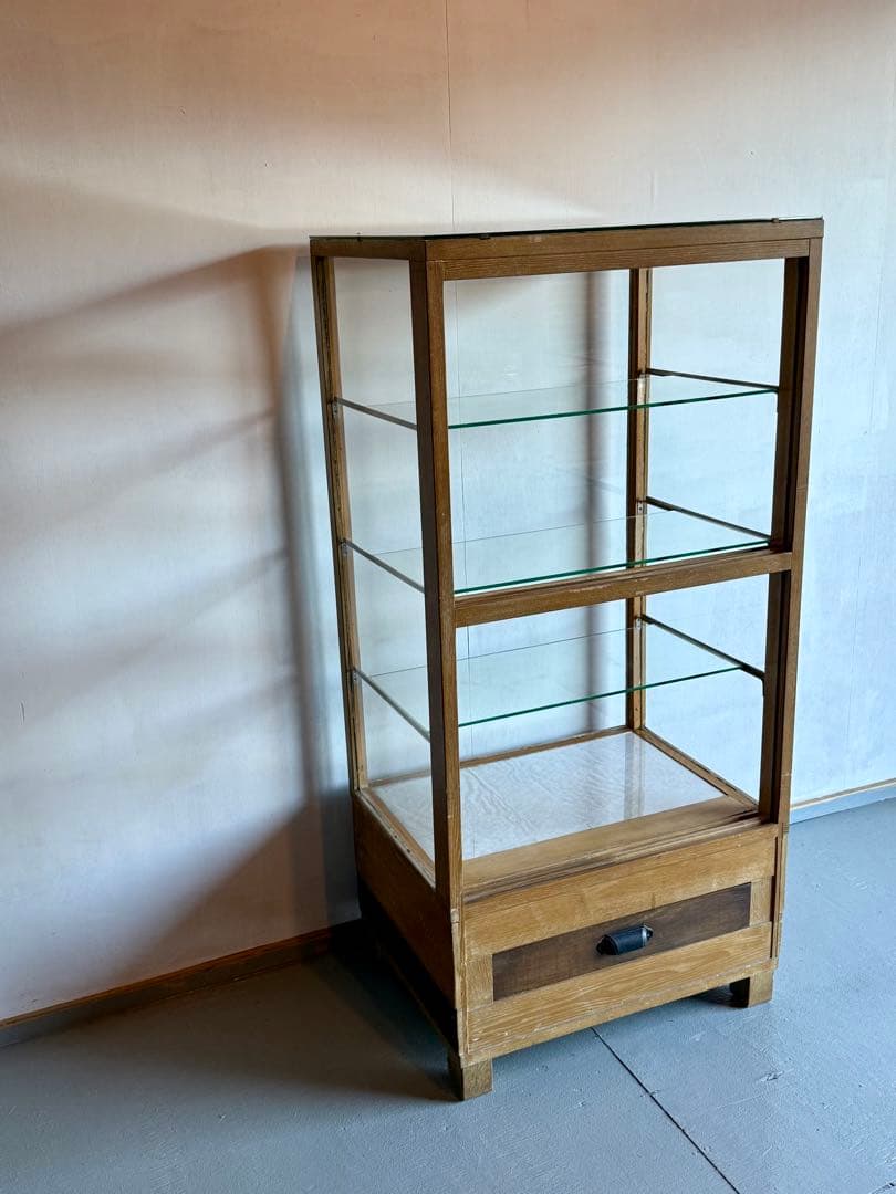 引取り限定 木枠 ガラス ショーケース 陳列棚 飾り棚 パンケース 古家具 什器