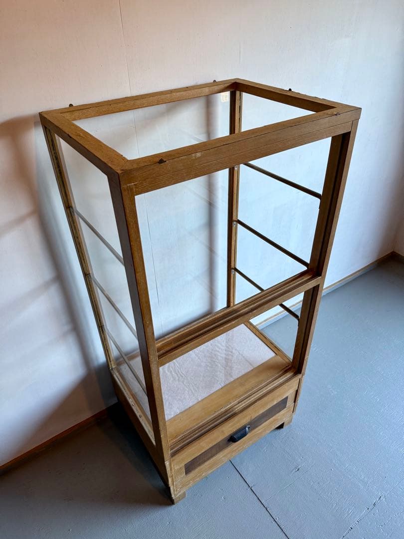 引取り限定 木枠 ガラス ショーケース 陳列棚 飾り棚 パンケース 古家具 什器