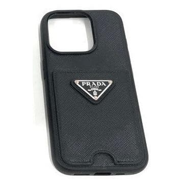 ✨プラダ iPhoneケース 14Pro プロ 三角ロゴ サフィアーノ レザー黒