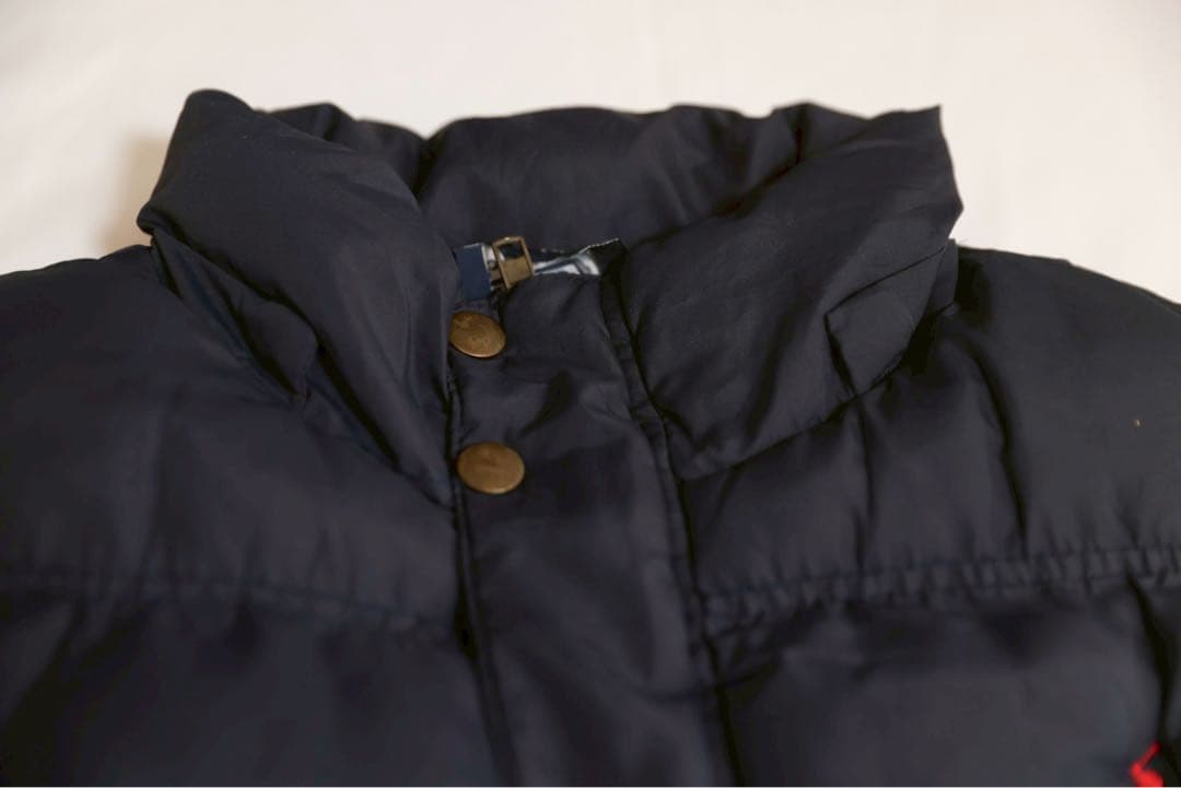 90s ラルフローレン ダウンベスト L ネイビー 裏フリース 短丈