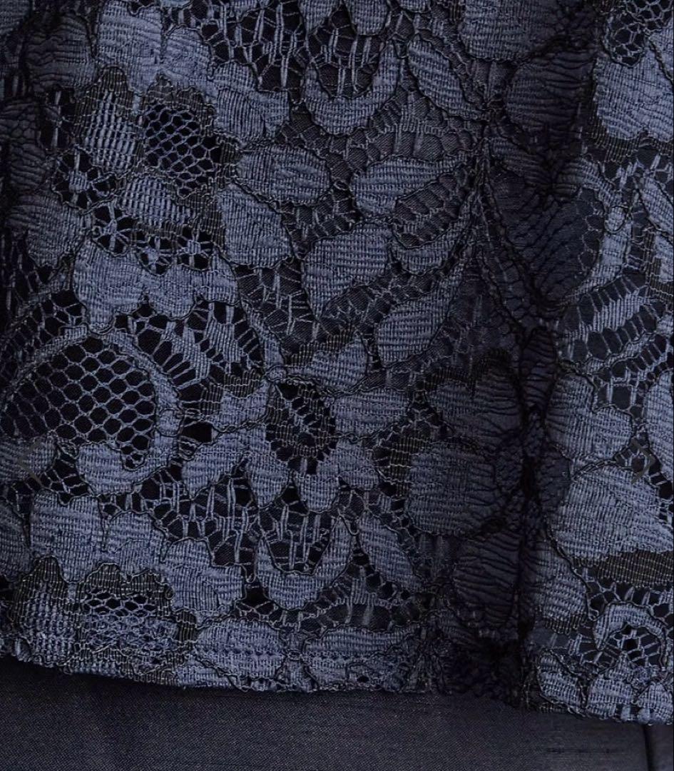 AIMER エメ レースブラウス付シャンタンフィット＆フレアドレス NAVY