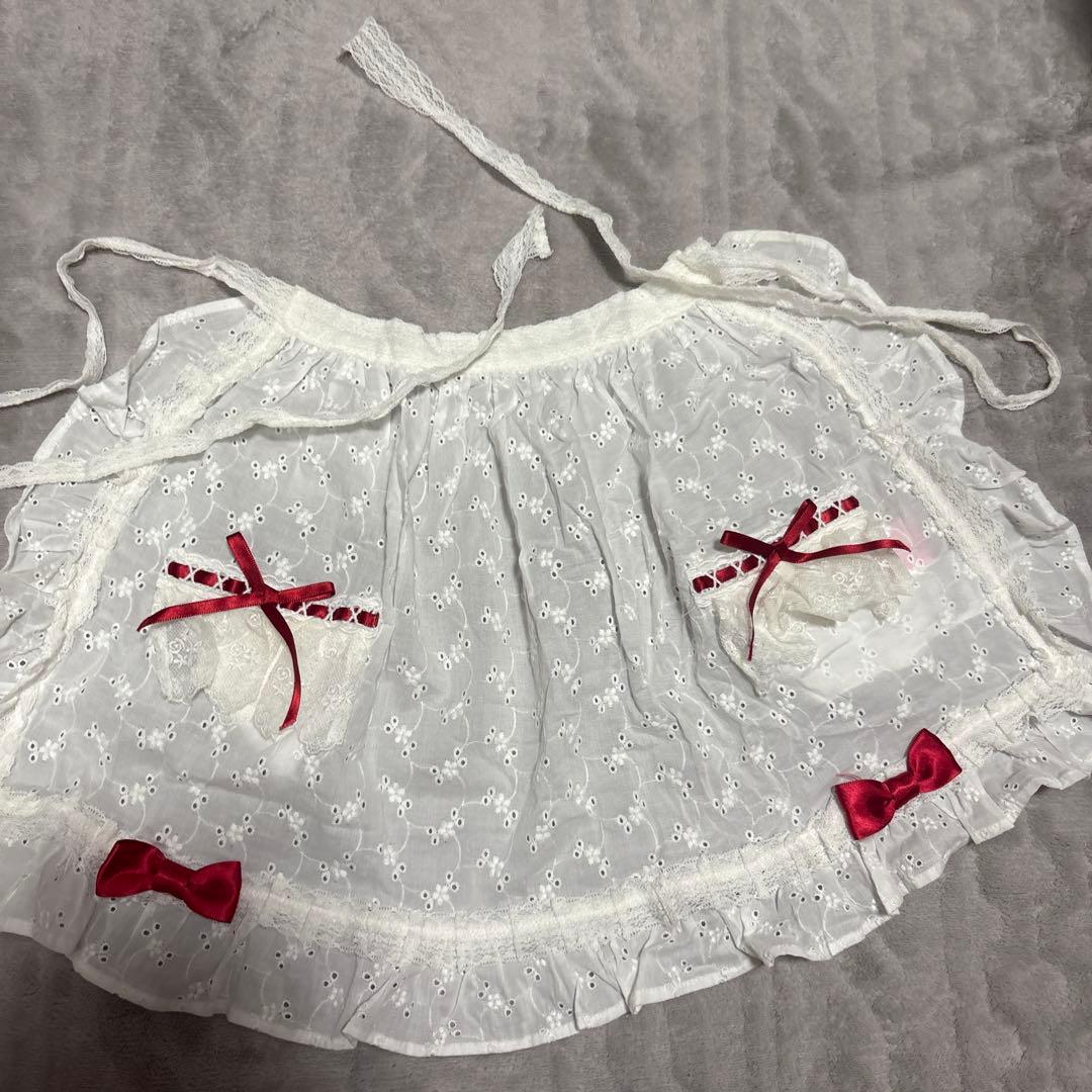 【アンプリ】リボン綿エプロン【日本製】