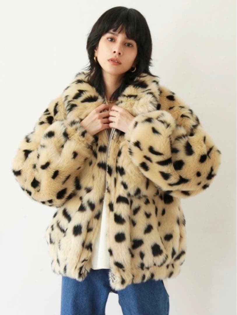 シールームリン/ファーコート レオパード柄