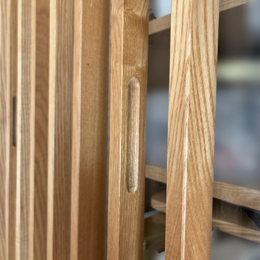 【タイムセール1.20まで】ナチュラルウッド スリットデザイン 食器棚