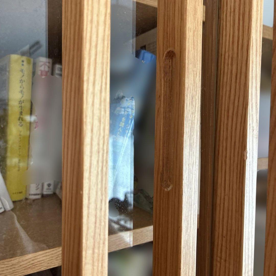 【タイムセール1.20まで】ナチュラルウッド スリットデザイン 食器棚