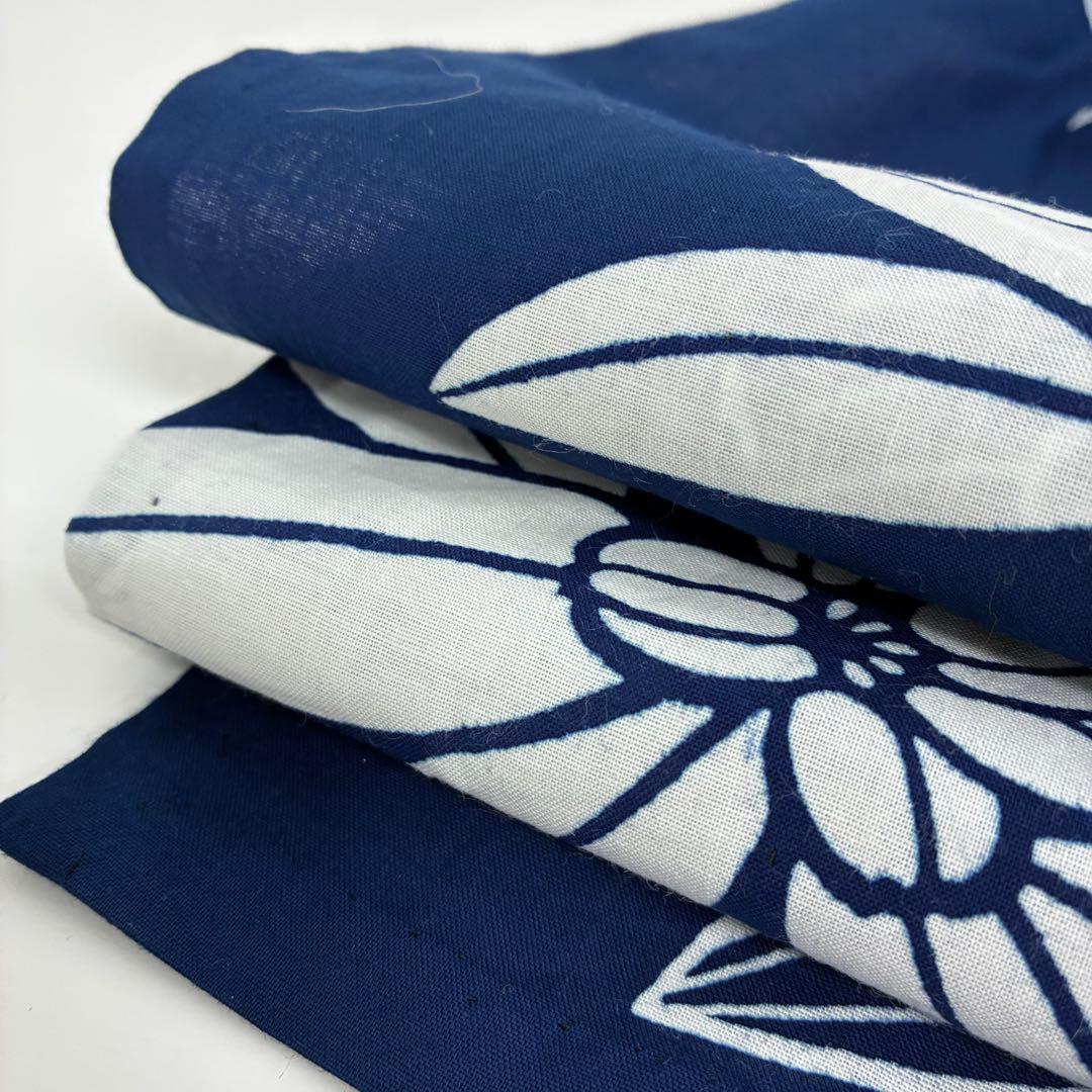 アアンドユページ　浴衣 木綿 藍染め 注染 花 着物 U-7365