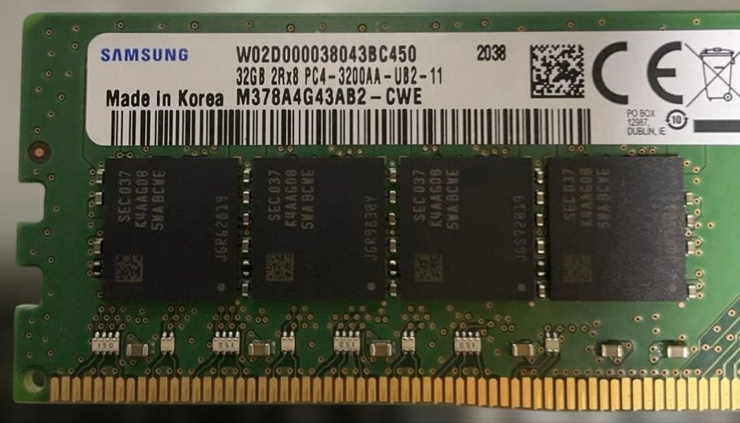 Samsung 純正 DDR4-3200 32GB×2枚 メモリー 64GB