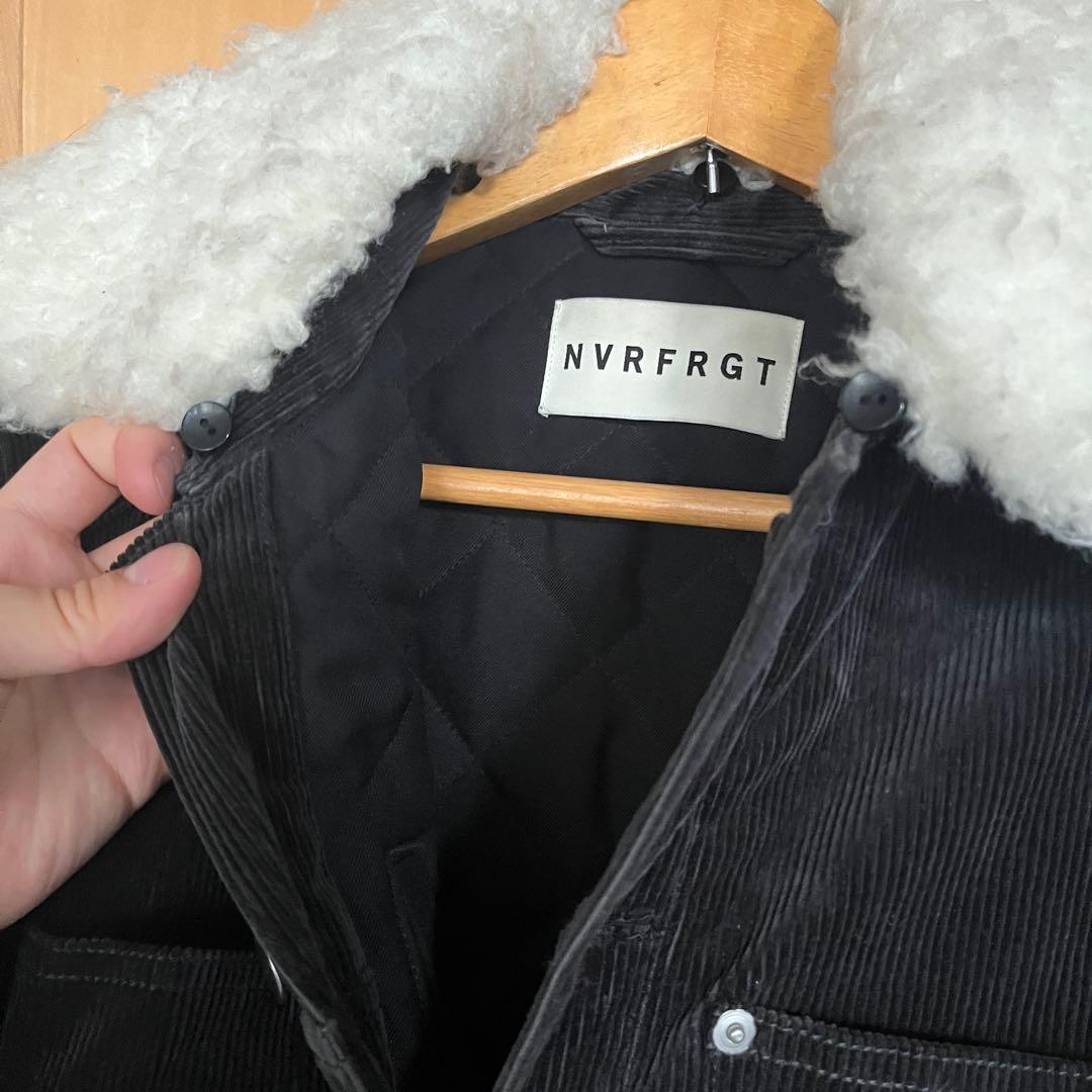 nvrfrgコーデュロイ ボア襟ジャケット ブラック