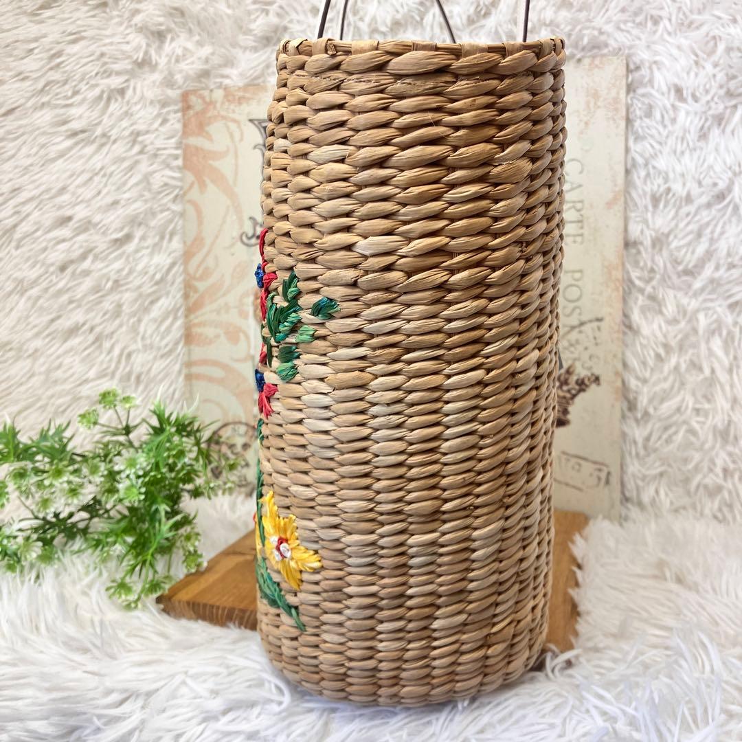 未使用 kate spade ケイトスペード かごバッグ ストロー フラワー