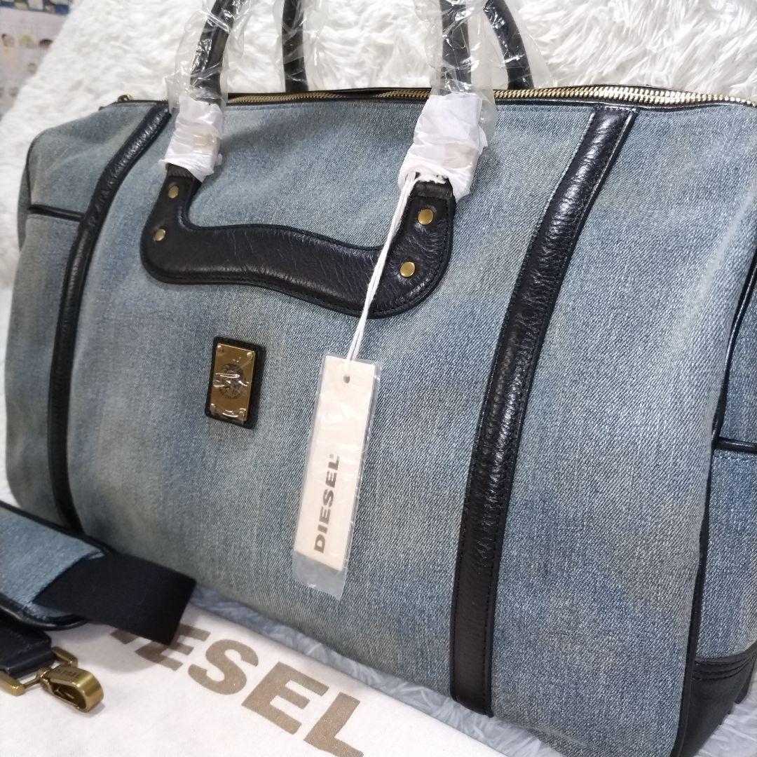 新品タグ付き　ディーゼル　ボストンバッグ　デニム　レザー　大容量　旅行