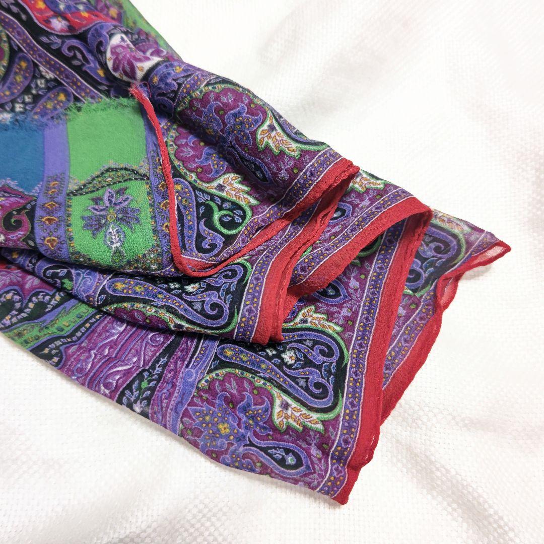 エトロETROシルク100%ペイズリーカラフルクレイジーストールショールマフラー