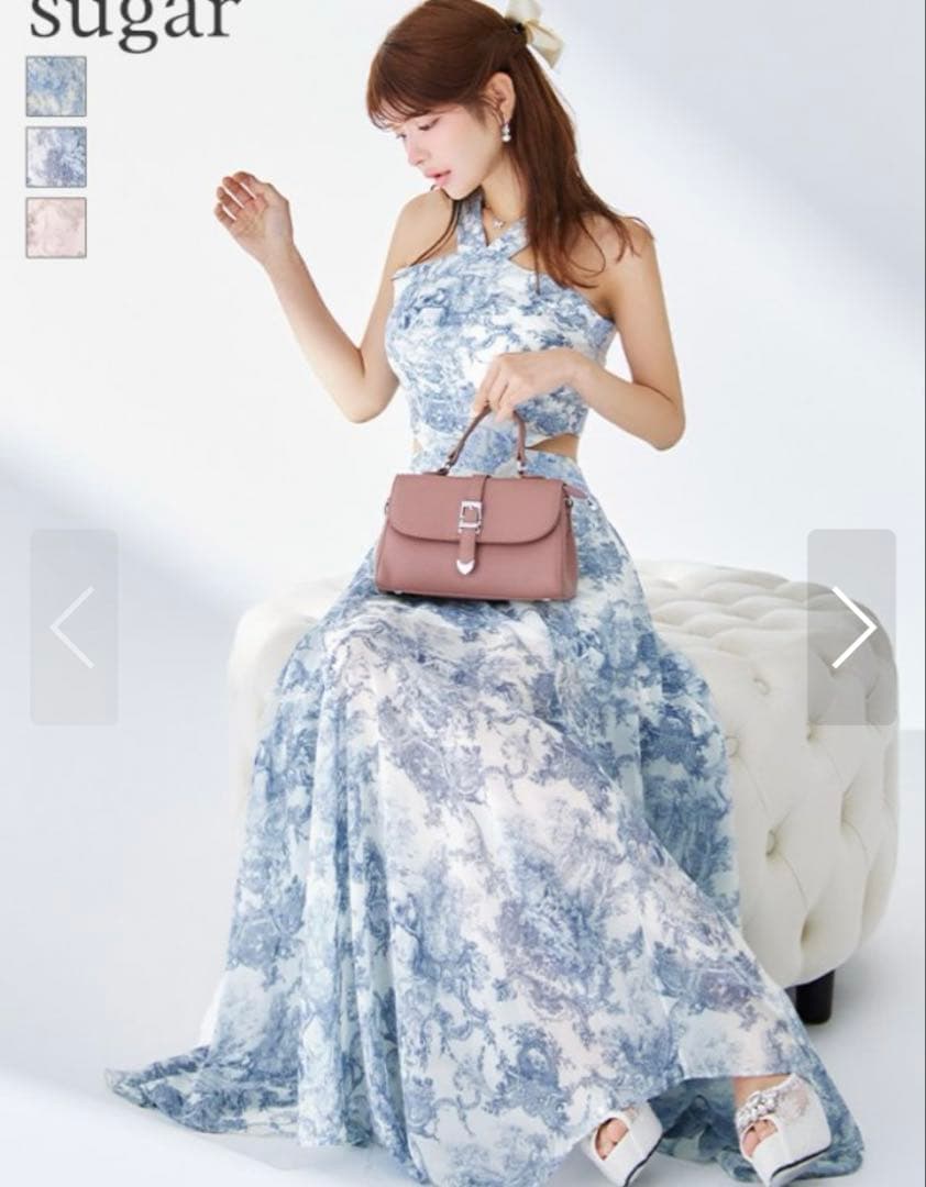 【人気新作ドレス】定価29,700 Andy ロングドレス　ピンクベージュ　S