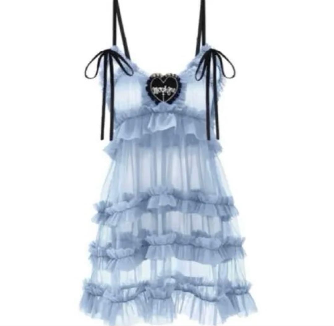 morph8ne シースルー ワンピース キャミソール 水色