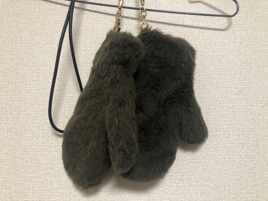 Maxmara テディベア ミトン 手袋 カーキ