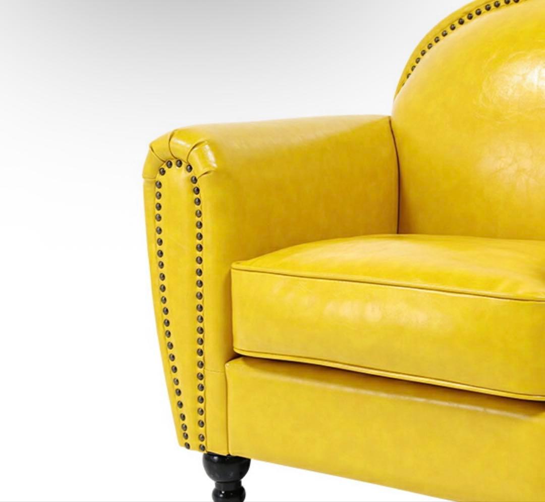 ソファ ２人掛け イエロー 合皮 ヴィンセント【送料込み】